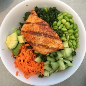 Gluten-free salmon bowl from Malibu Fish Grill